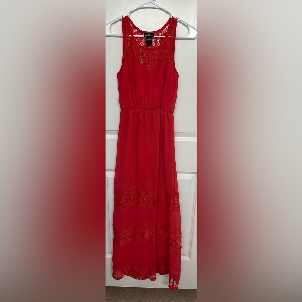 Vintage Wet Seal Red Lace Dress Size Small - Picture 1 of 3